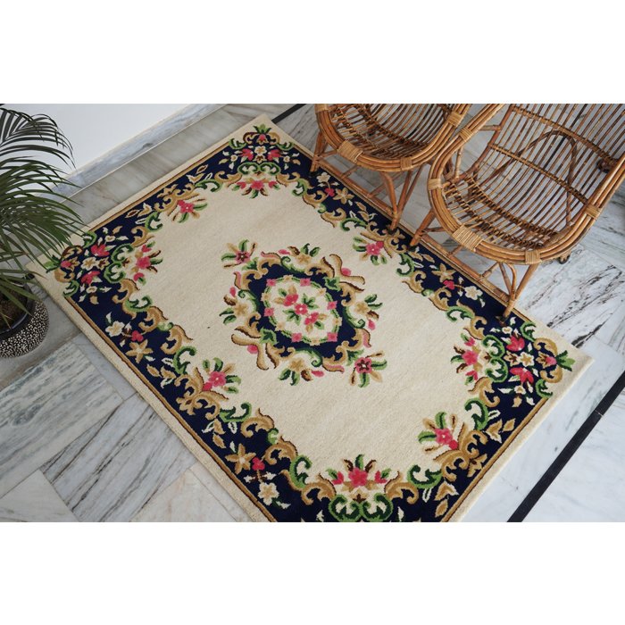 Abushan White Persian Hand Knotted Rug